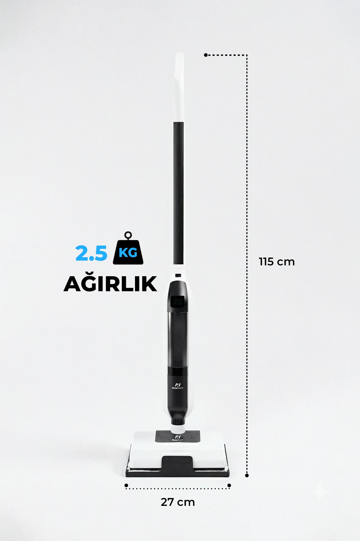 PiranTech CB702 Buharlı Mop | 1250W Güç | 180° Dönebilen Başlık | Halı ve Sert Zemin Temizleyici