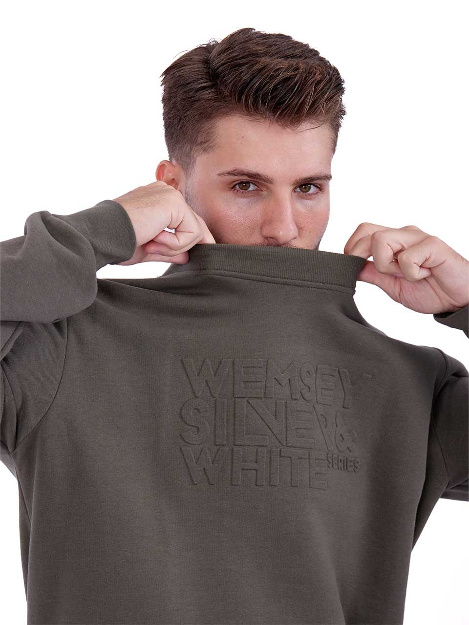 Sweatshirts with pressed quote Dark Khaki