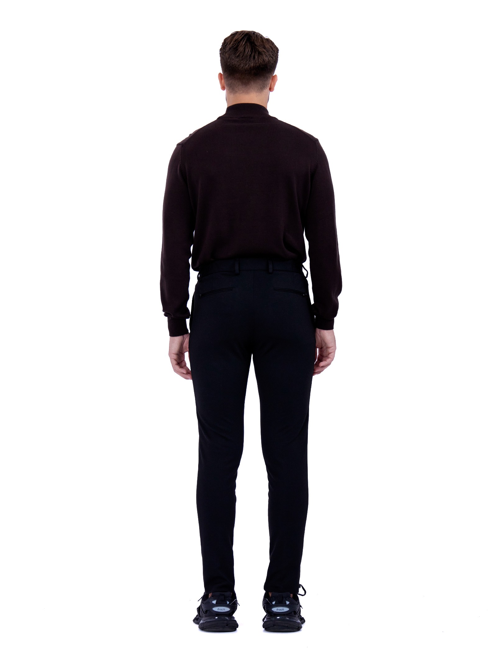 Cotton straight trousers Black