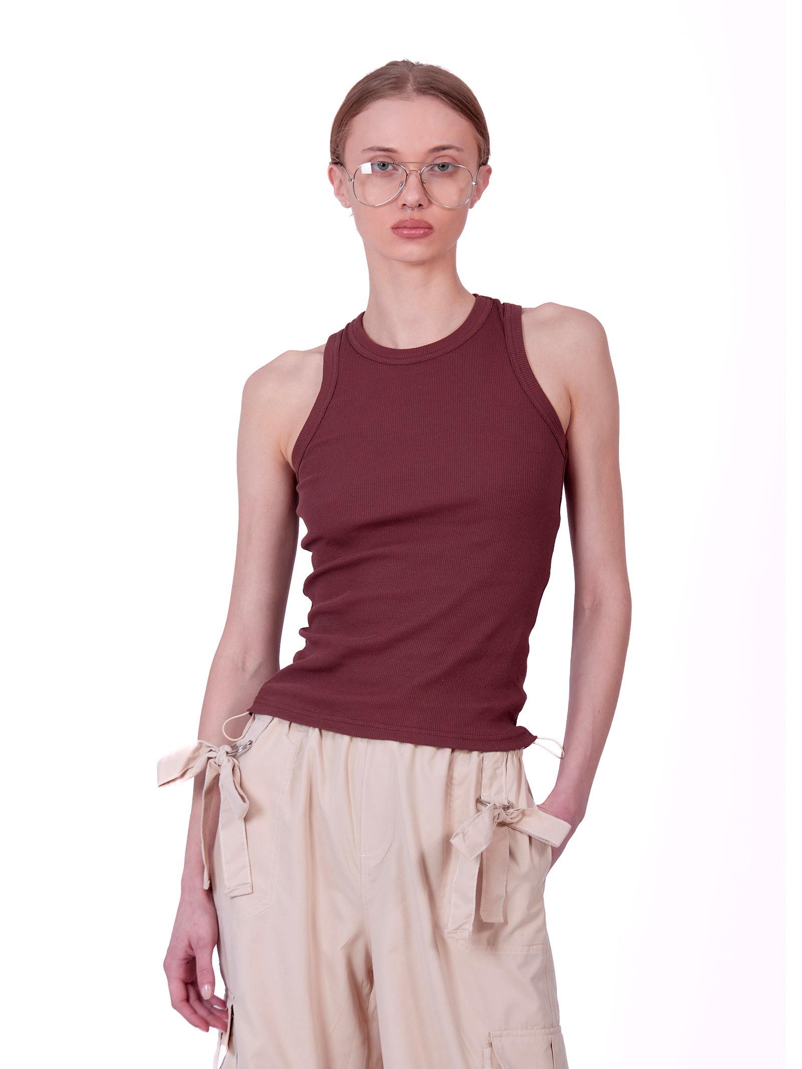 Stretch fabric brown undershirt  