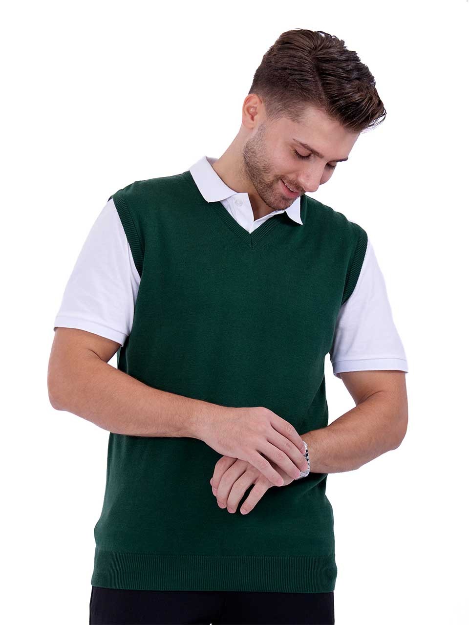 Green knitted V-Neck vest