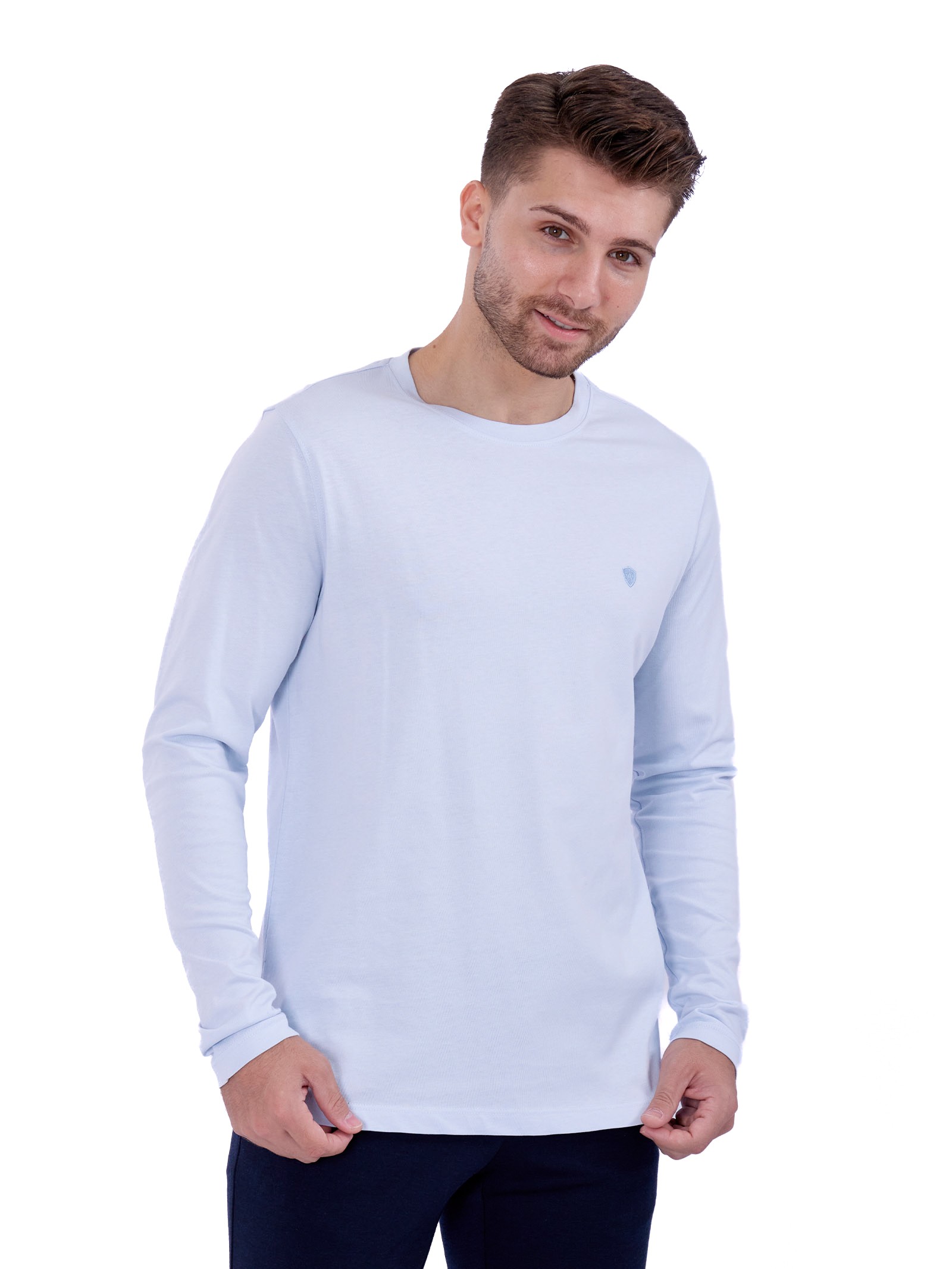 Long Sleeve cotton T-Shirt Light Blue