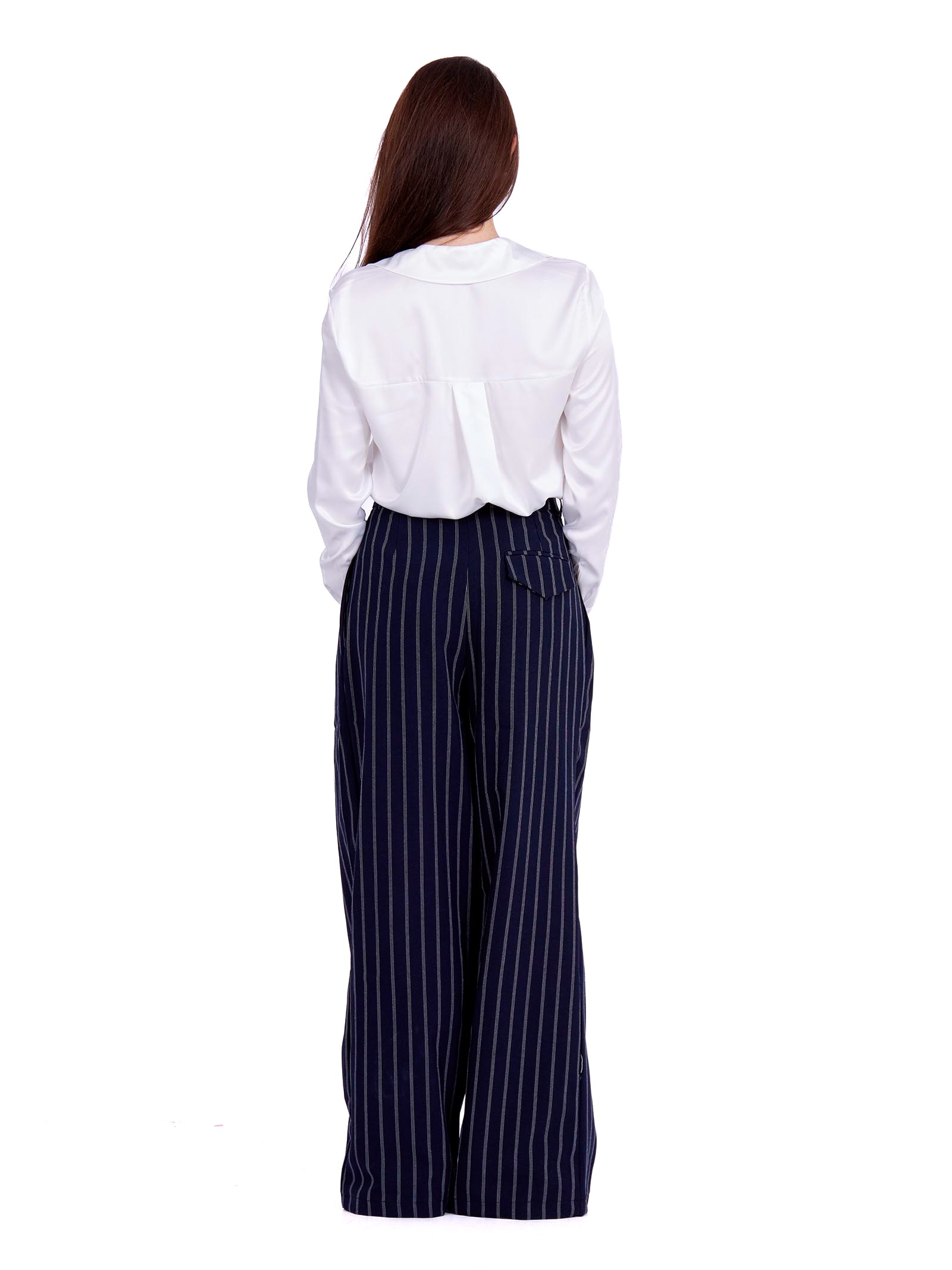 Wide leg pants with tiny stripes navy blue 