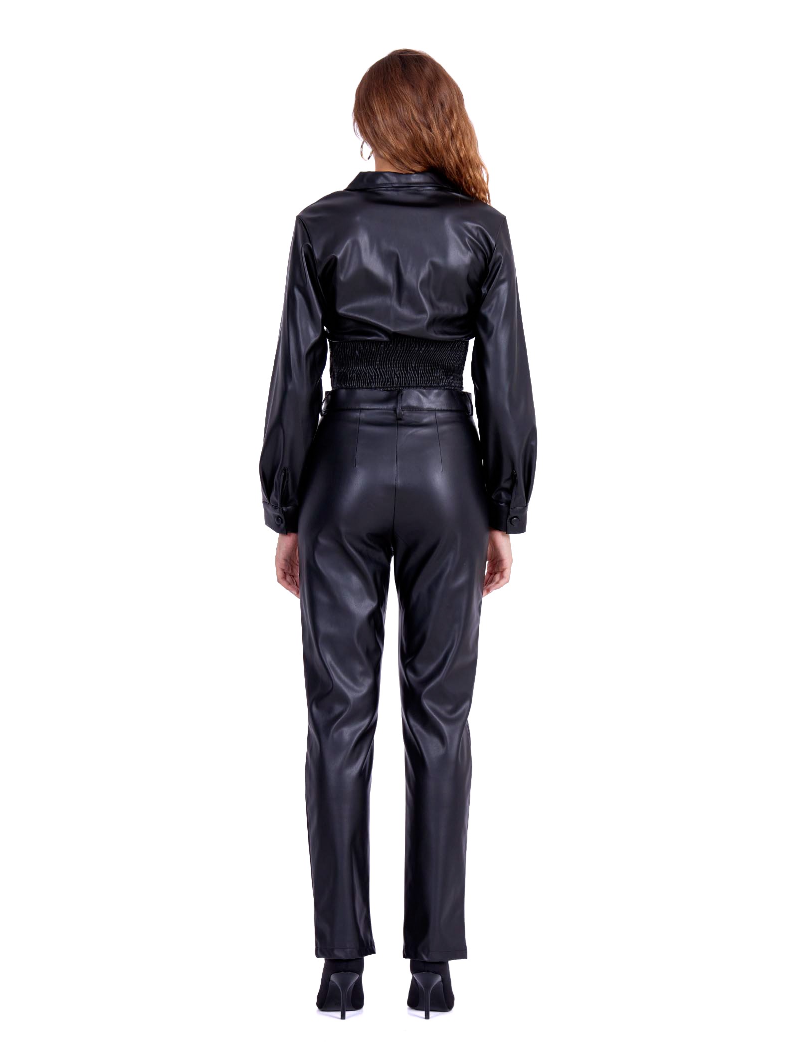  Faux leather crop Shirt with corset imitation 