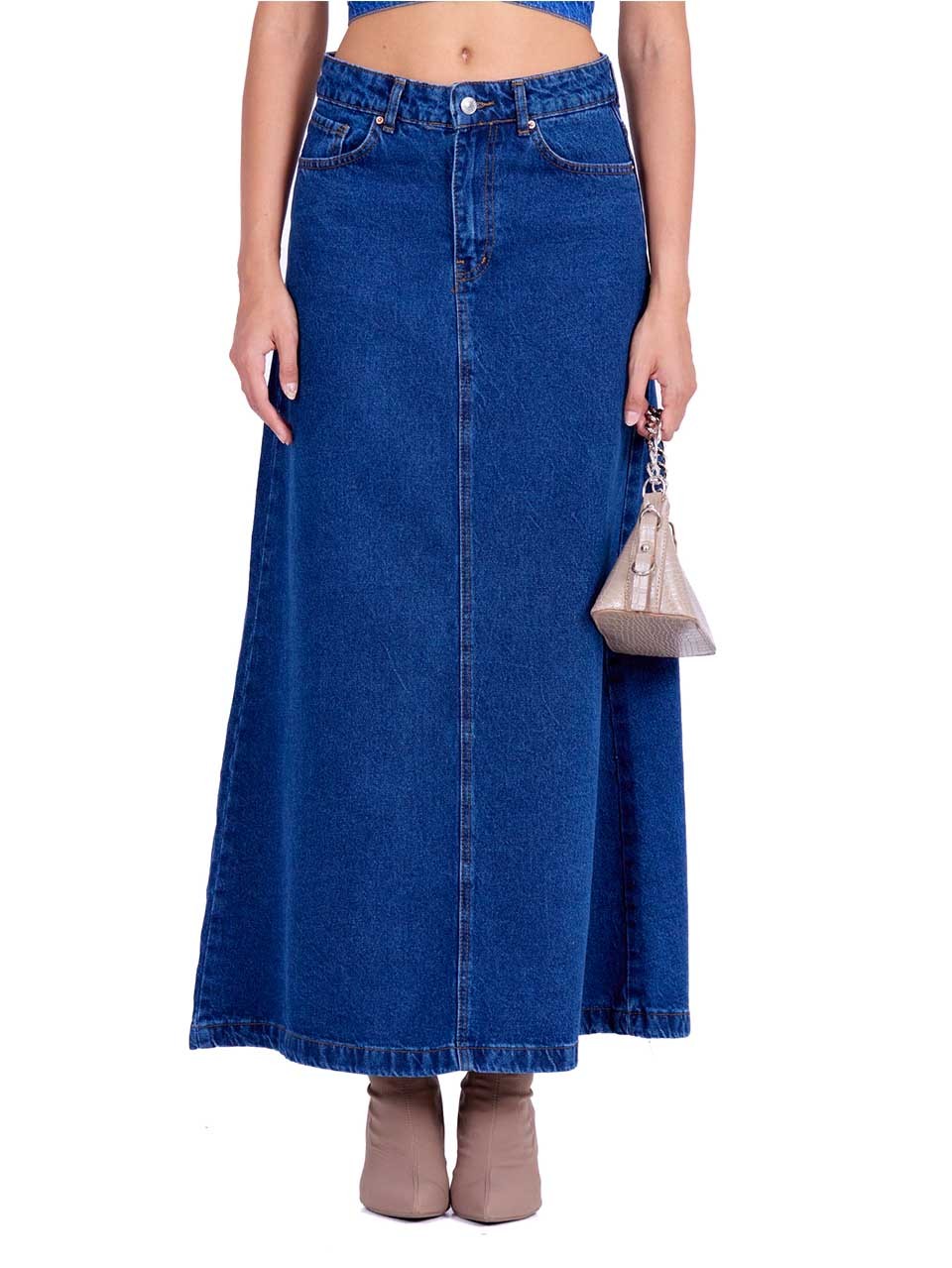 Dark Blue Denim Skirt Maxi 