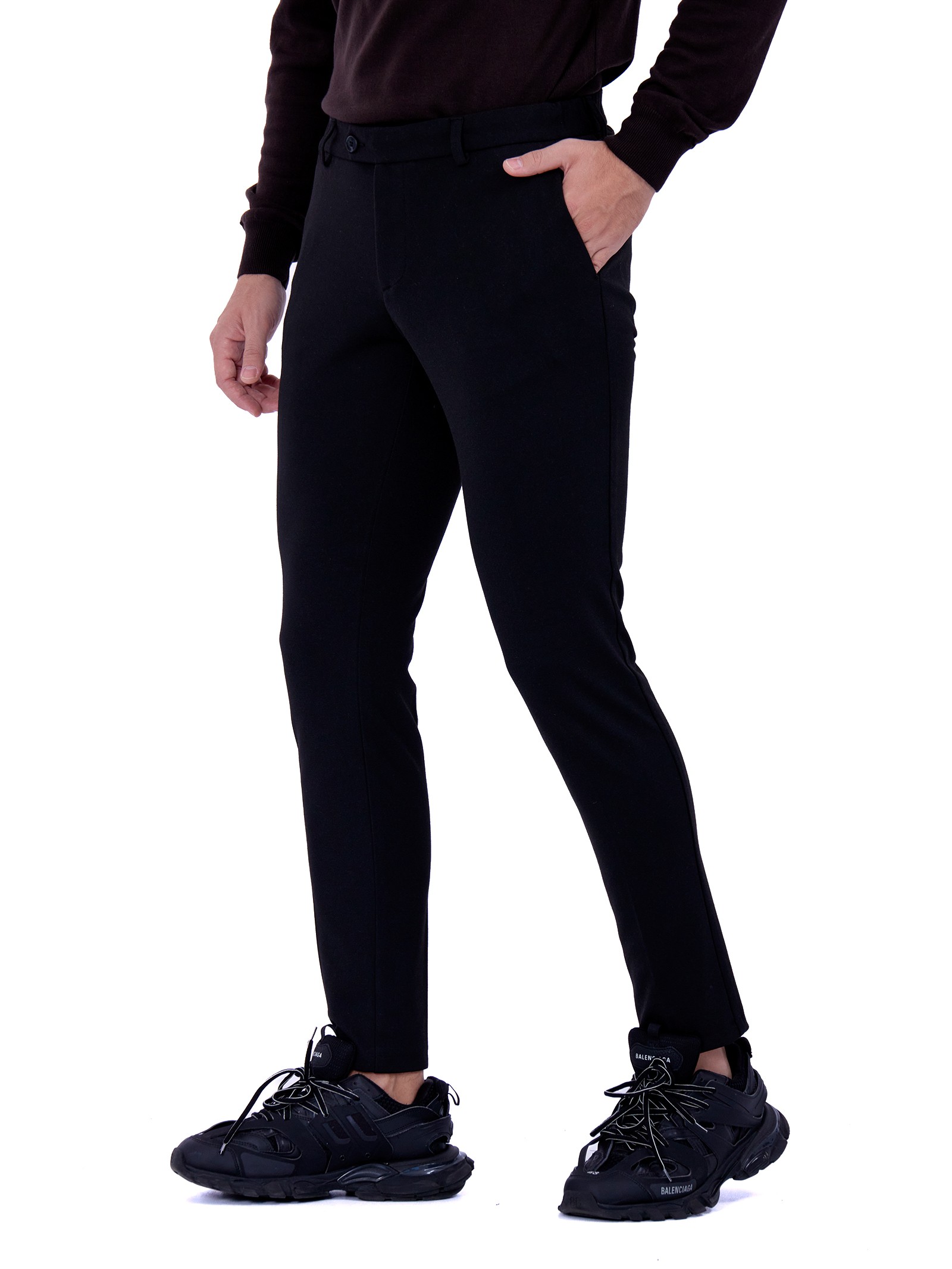 Cotton straight trousers Black