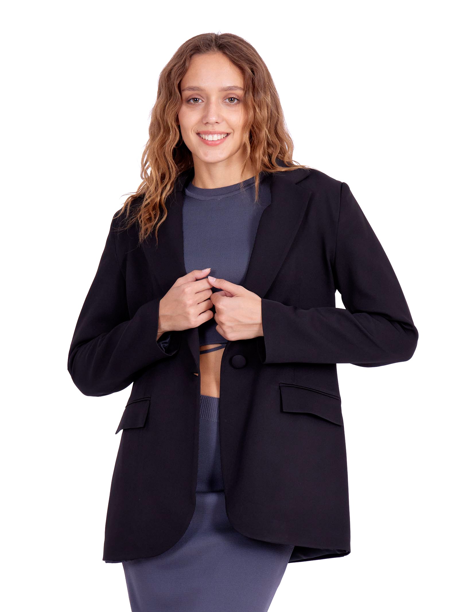 Classic one buttoned Jacket Black