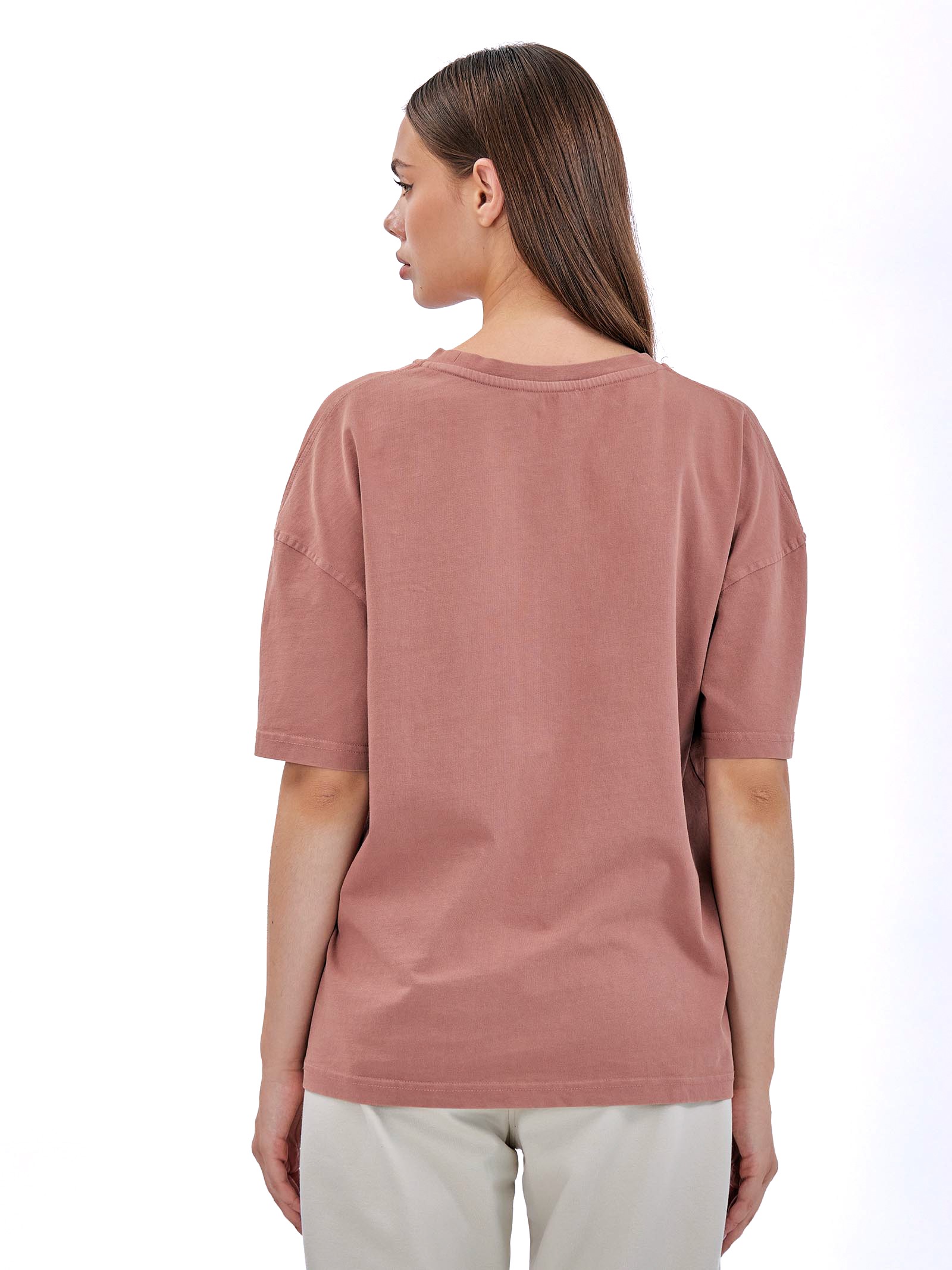 Faded Effect crew neck T-Shirt Brown