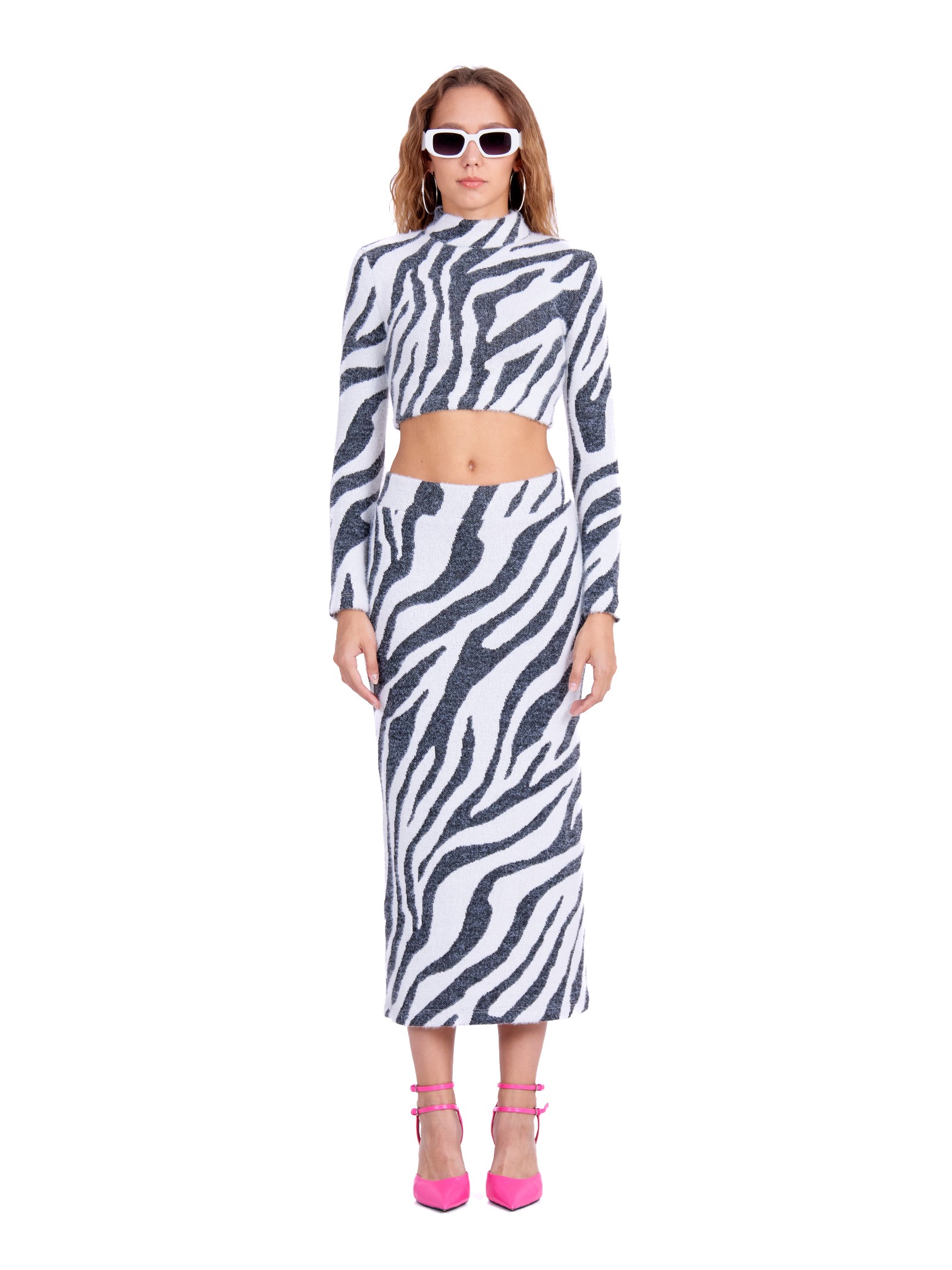 Women's zebra patterned Suit  Black White