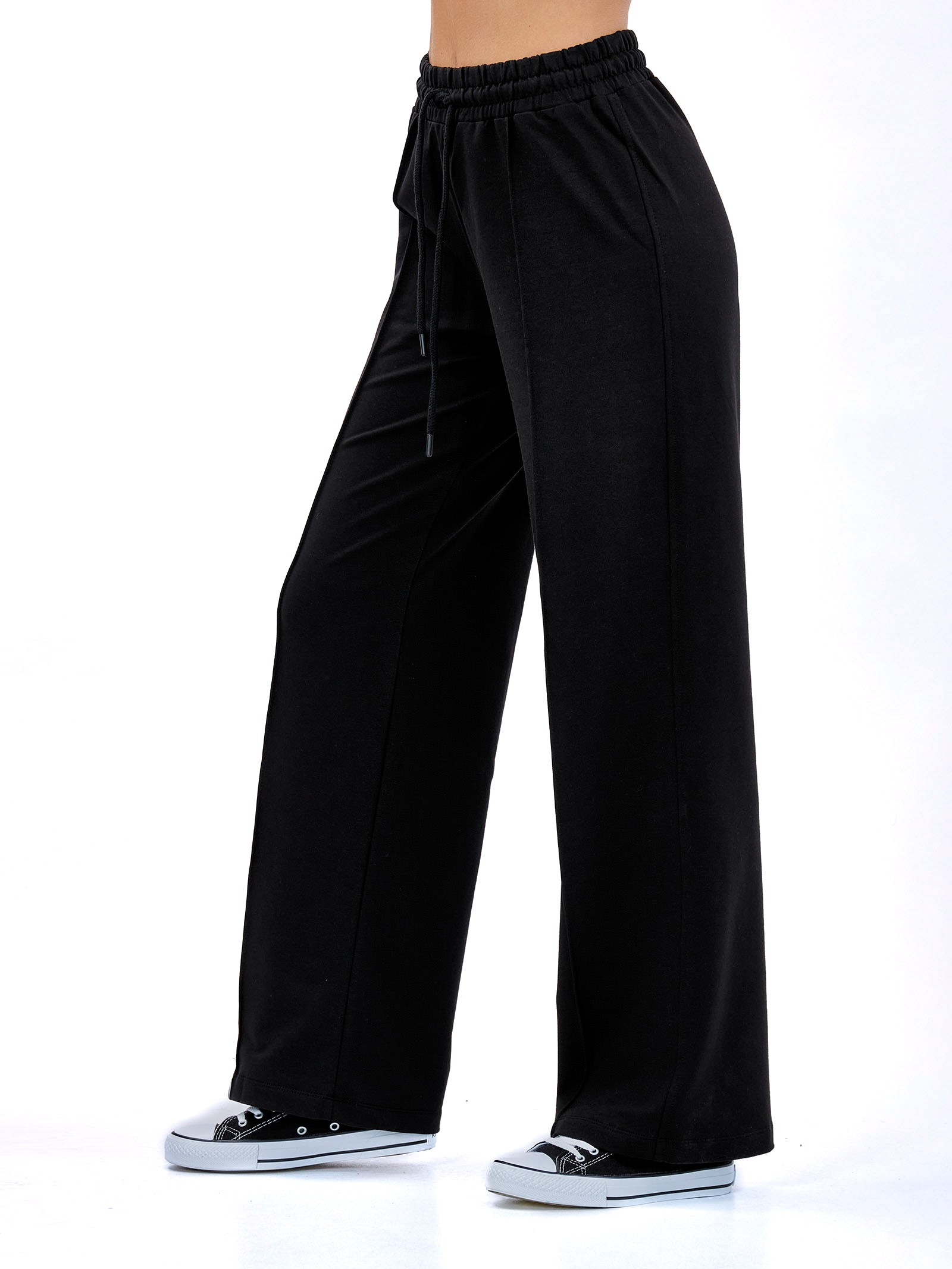 Wide leg sport pants with arrows Black