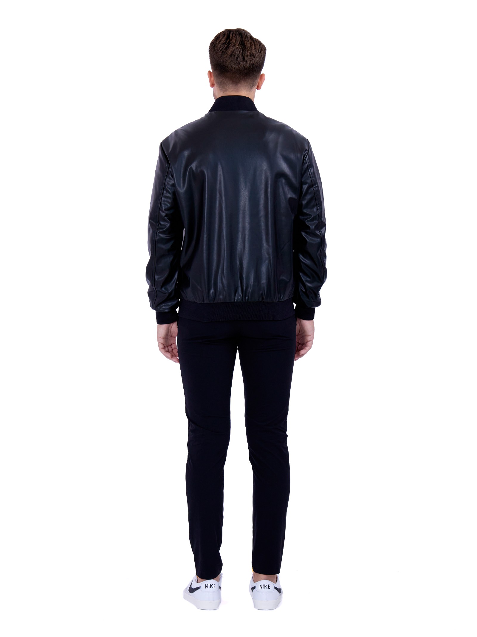 Faux Leather bomber jacket Black