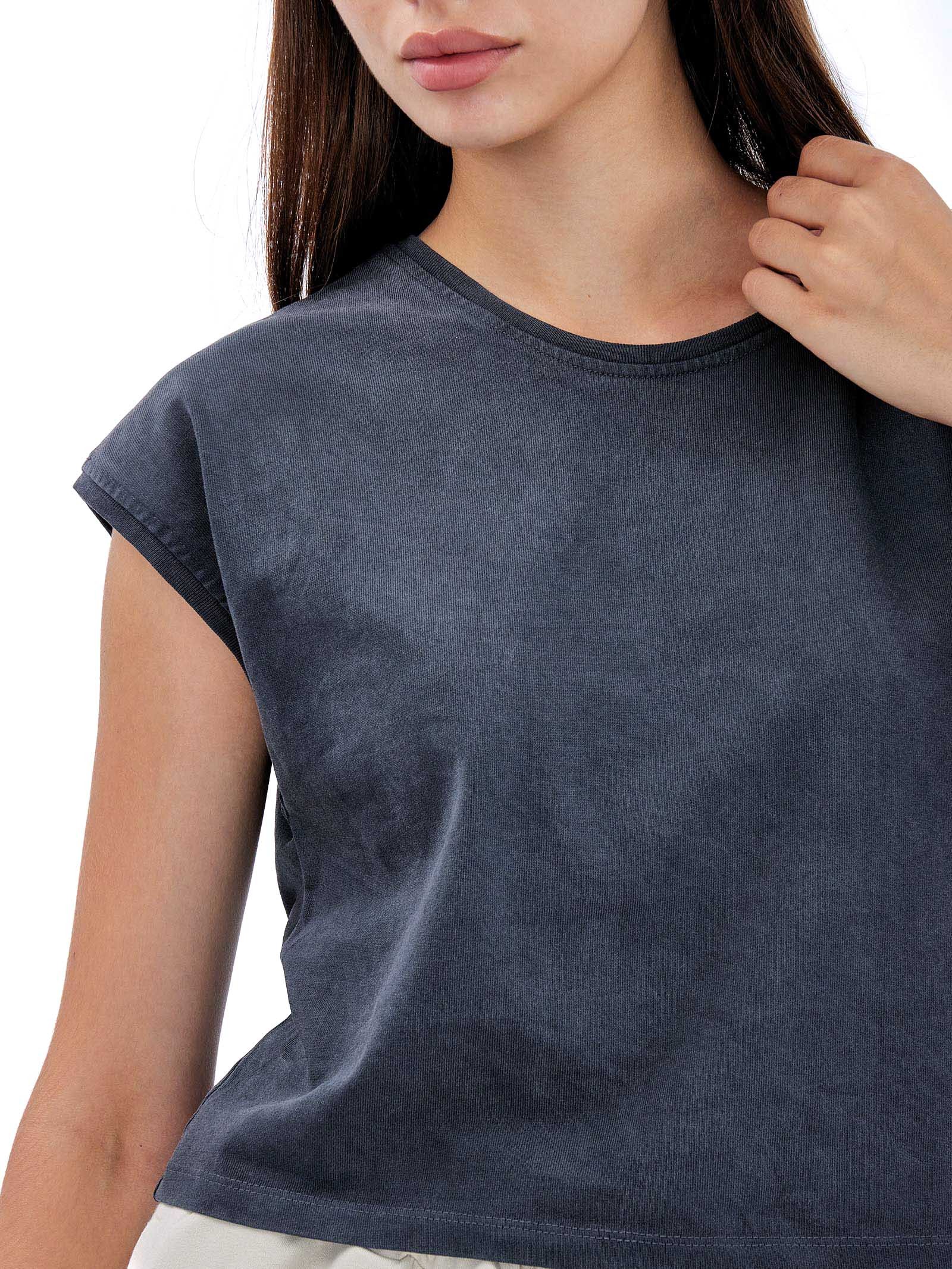 Sleeveless Faded Effect T-Shirt Dark Grey