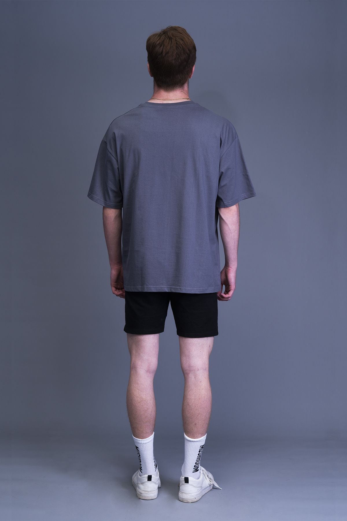 Mushroom Unisex Gri Nakışlı Oversize T-shirt