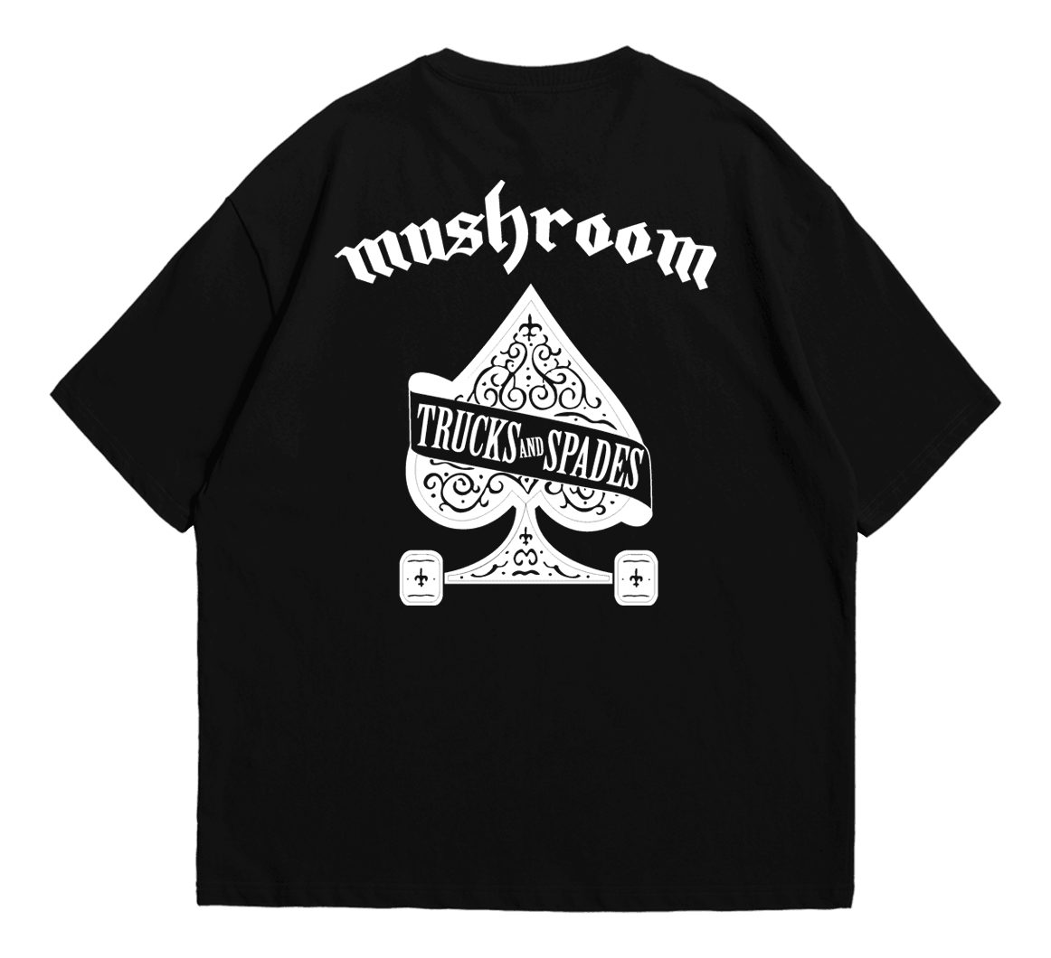 Mushroom Trucks and Spades Black T shirt