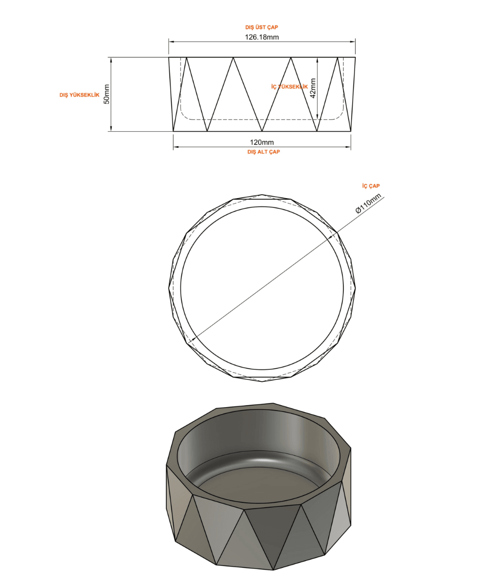 Geometrik Mumluk / Saksı Silikon Kalıp K16