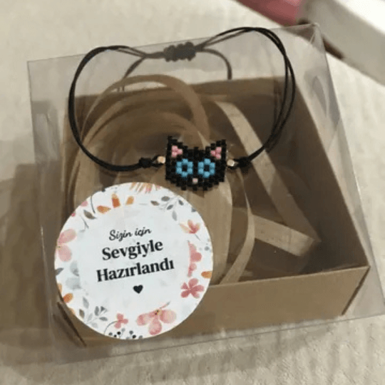 Miyuki delica boncuk kedi bileklik 