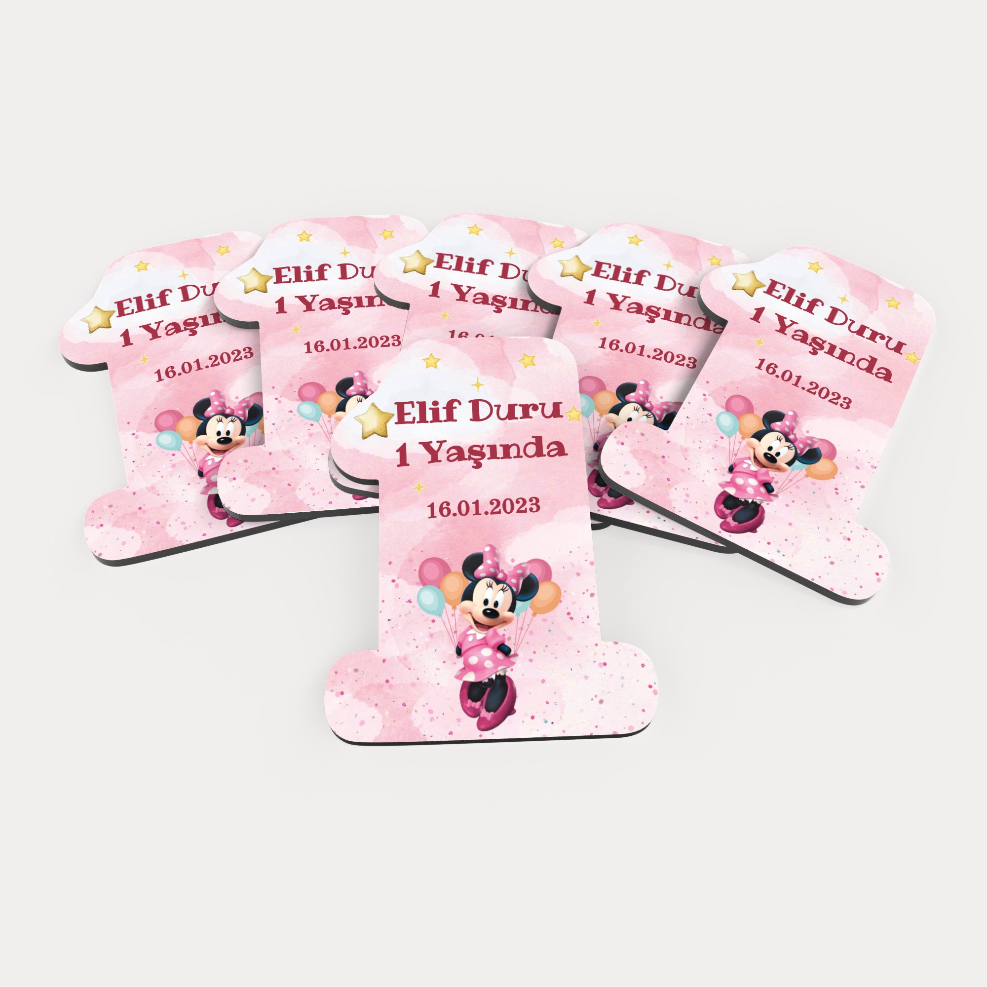 Minnie Mouse Desenli Ahşap Magnet