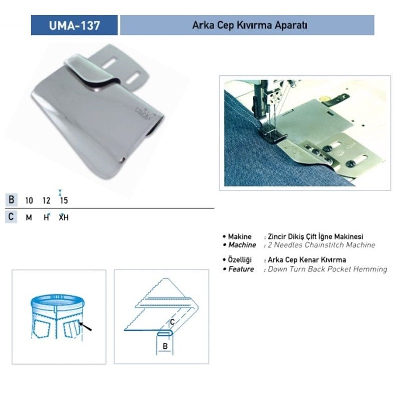 Arka Cep Kıvırma Aparatı 10mm / UMA-137 XH