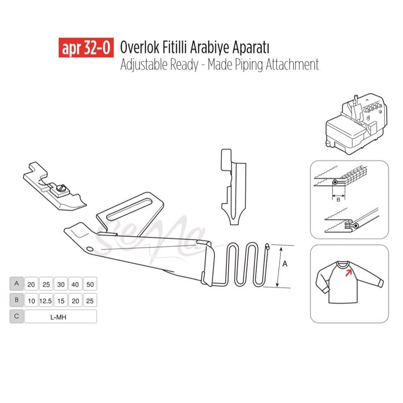 Overlok Fitilli Arabiye Apara 20x10mm / APR 32-O