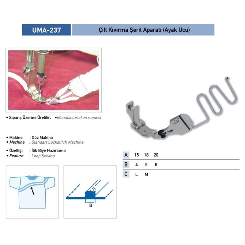 Çift Kıvırma Şerit Apara(Ayak Ucu)18x4mm/UMA-237(KS66)