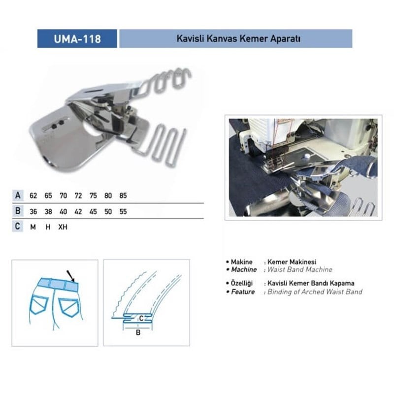 Kavisli Kemer Aparatı 65x38 H / UMA-118