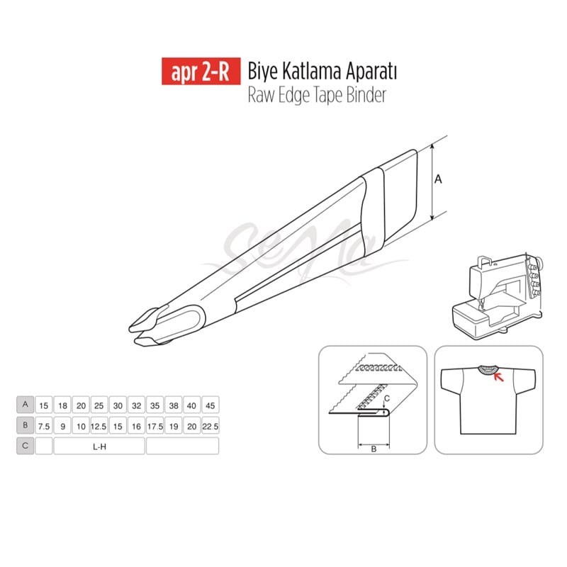 Lastik Biye Katlama Apara 20x10mm / APR 2-R