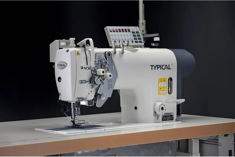 Typical GC 9750 MD / / HD3 Serisi İptalli Direct Drive Motorlu İğne Transportlu Büyük Mekik Elektronik Çift İğne Dikiş Makinası