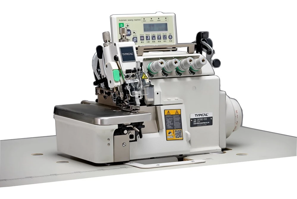 Typical GN 798C D3 Serisi Direct Drive Motorlu Elektronik İplik Kesme Ve Ayak Kaldırma Alt Üst Transportlu Overlok Dikiş Makinası