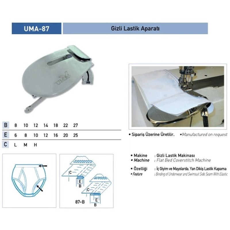Gizli Lastik Tek Katlama Aparatı 6x8/ UMA-87