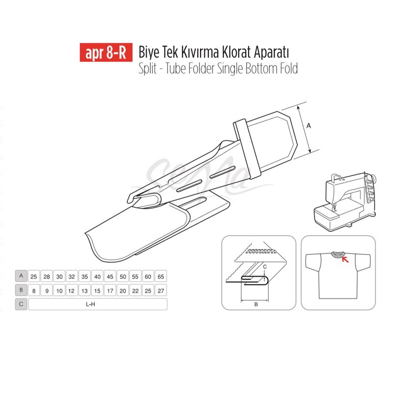 Biye Tek Kıvırma Klorat(Etek) Apara 60x25mm / APR 8-R