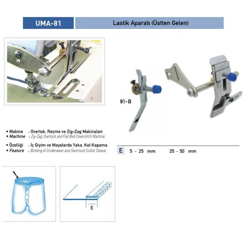 Üstten Gelen Ayarlı Lastik Apara 25x50mm / UMA-81 R