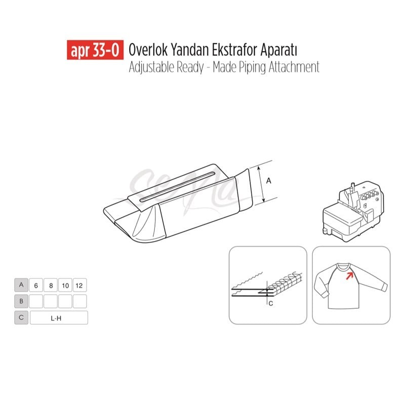 Overlok Yandan Ekstrafor Aparatı 10mm/ APR 33-O