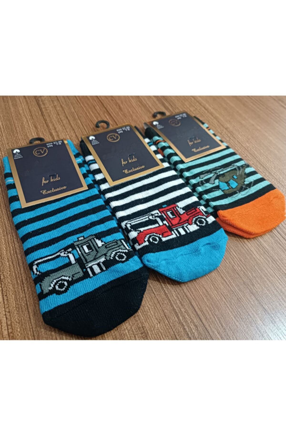 Erkek Çocuk 7-8 Yaş Pamuklu Patik Çorap 3'lü Paket