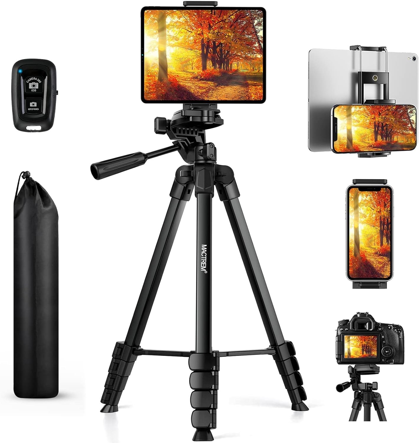 Mobil Telefon Tripod, 67 İnç, Akıllı Telefon ve iPad için Hafif Tripod 