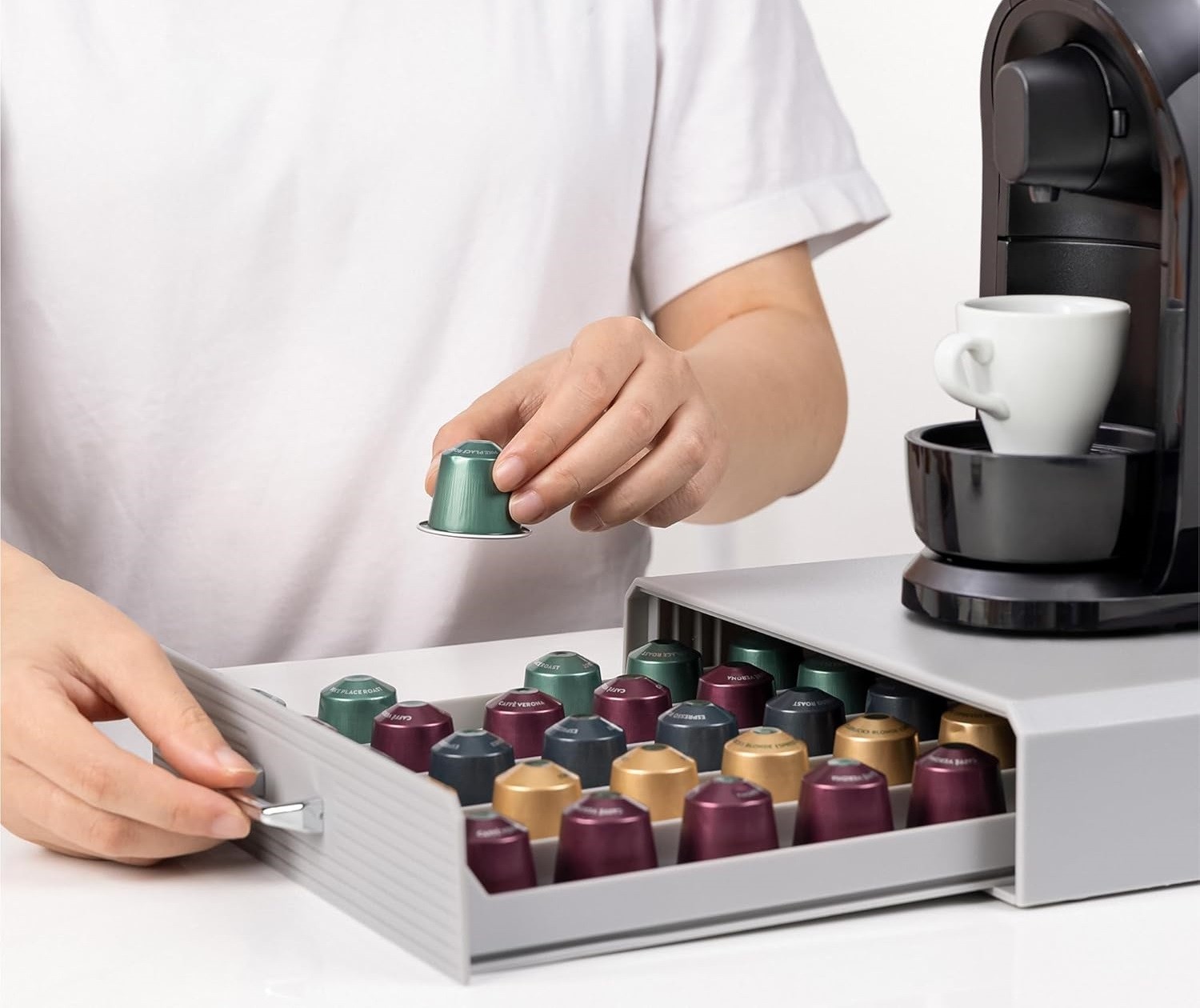 Kahve Kapsülü Tutucu Çekmecesi 50 ESE Kapsül Kapasiteli, Nespresso ve Lavazza Uyumlu