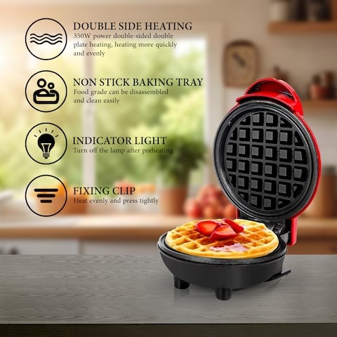 Mini Waffle Makinesi,Yapışmaz Kaplama ile Browniler, Kurabiyeler 