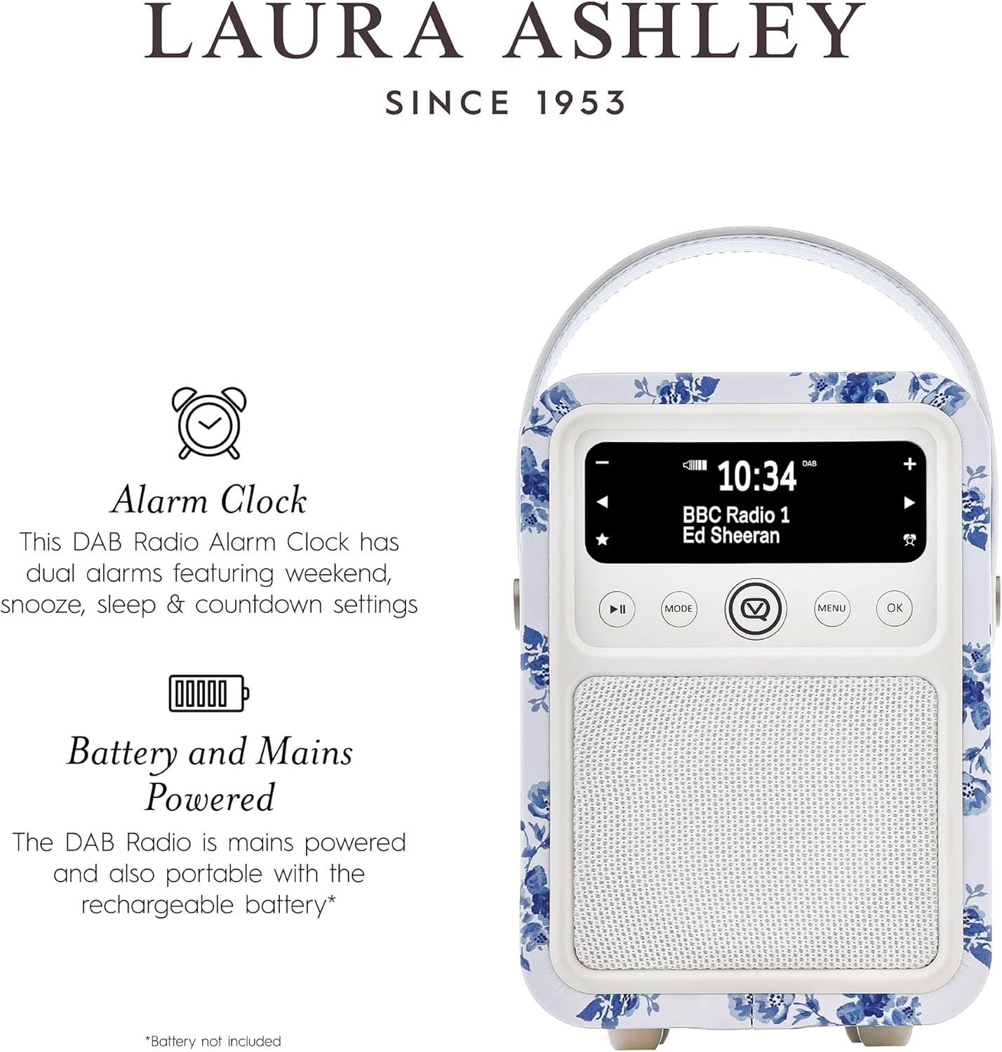 Monty Dab+/Dab Radyo Bluetooth, FM ve Çalar Saat Fonksiyonlu Taşınabilir Radyo