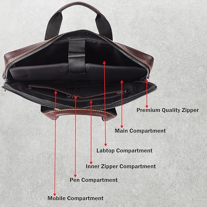Gerçek Deri Dizüstü Bilgisayar Çantası - Şık ve Fonksiyonel