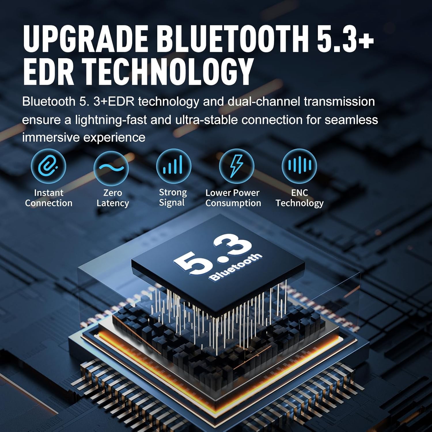 True Wireless Bluetooth 5.3 Kulaklık – 4 Mikrofon, ENC, 40 Saat Çalma Süresi, IPX6