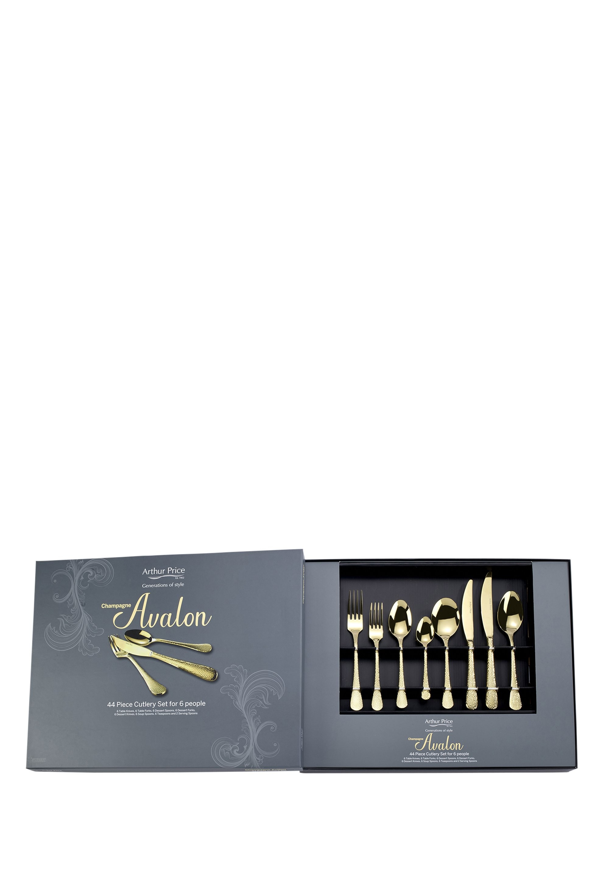  Champagne Avalon Çatal Bıçak Takımı, 44 Parça, 18/10 Paslanmaz Çelik