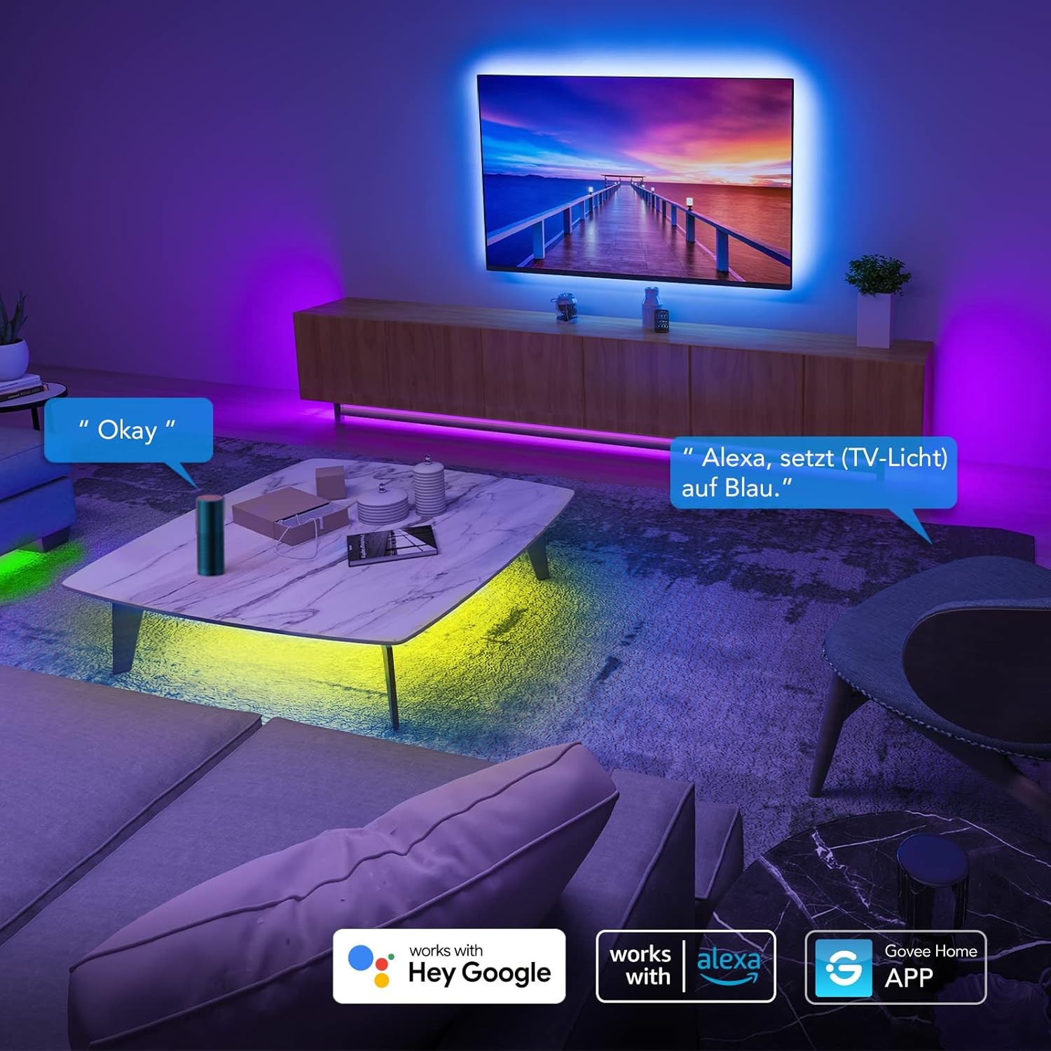 Akıllı RGB WiFi LED Şerit - 5 m Uygulama Kontrollü ve Müzik Senkronizasyonlu