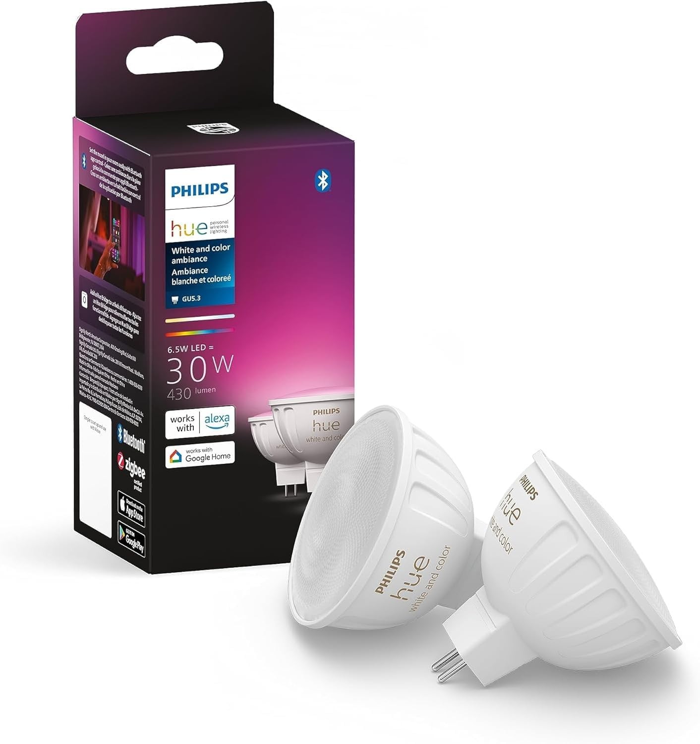 Hue MR16 Akıllı LED Ampul Beyaz ve Renkli Ambiyans (2 Paket)