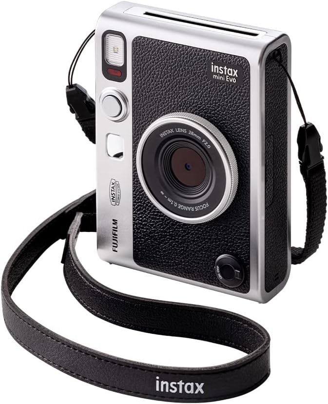 INSTAX Mini EVO Siyah Hibrit Anlık Fotoğraf Makinesi USB-C, 10 Lens Modu ve Film Efektleri