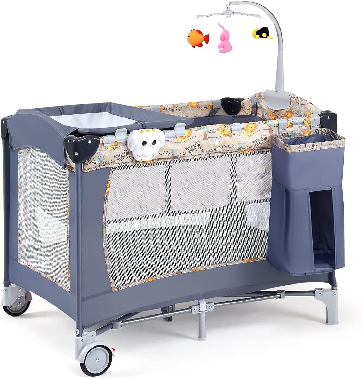 3'ü 1 Arada Portatif Bebek Oyun Parkı - Bassinet, Beşik, Alt Değiştirme Masası ve Taşıma Çantası