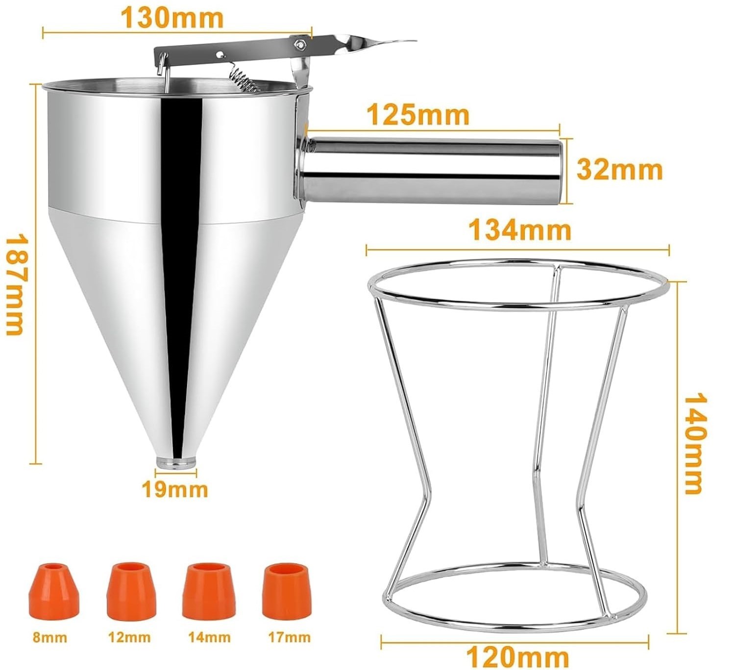 Paslanmaz Çelik Hamur Dispenseri, 1200 ml, 4 Farklı Başlık