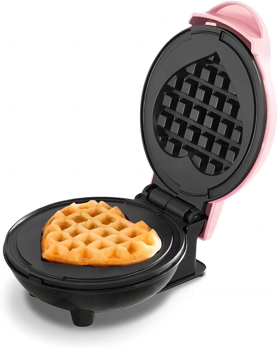  Ev Tipi Elektrikli Waffle Makinesi, Kalp Şeklinde, Kompakt Tasarım, 12 CM