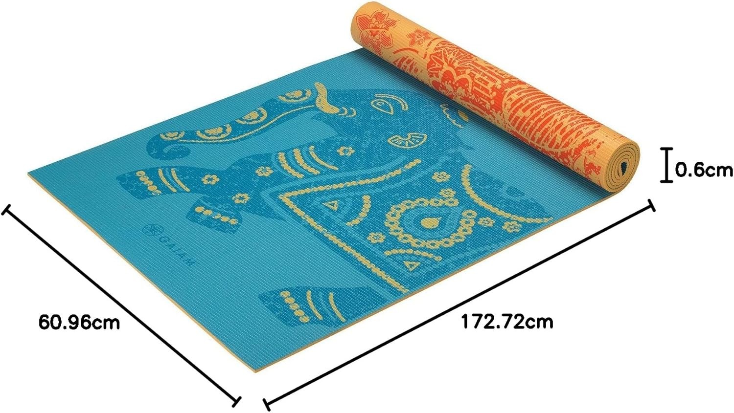 Premium 6mm Çift Yönlü Yoga Matı, Kaymaz Ekstra Kalın Fitness Matı (68"x24")