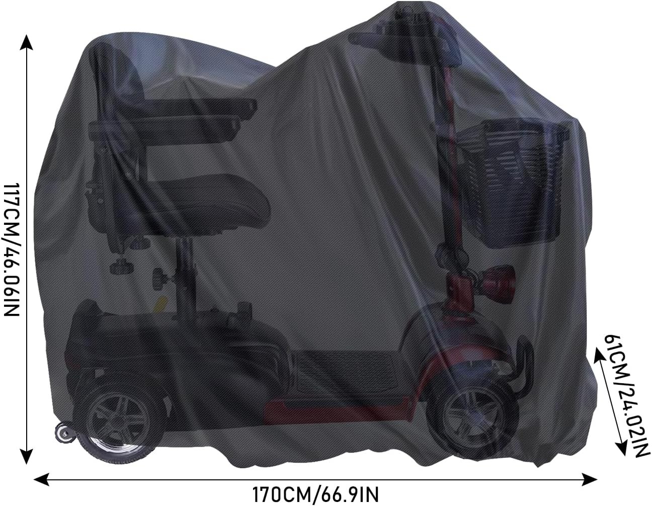 170x61x117cm Elektrikli Scooter Su Geçirmez Branda, 420D Oxford, UV Dayanıklı