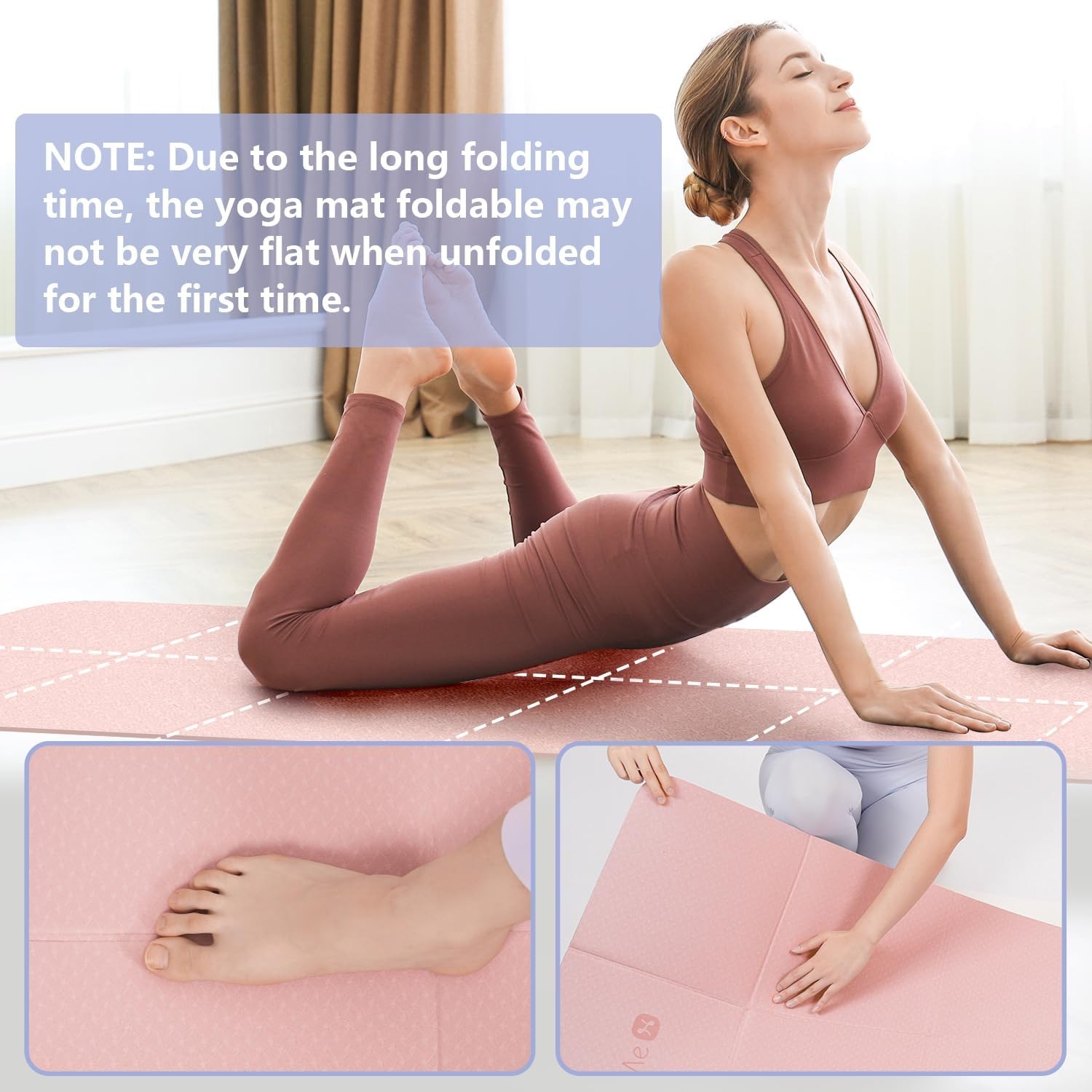 72" X 24" TPE Egzersiz Yoga Matı, Katlanabilir 4mm/6mm Kalınlık 