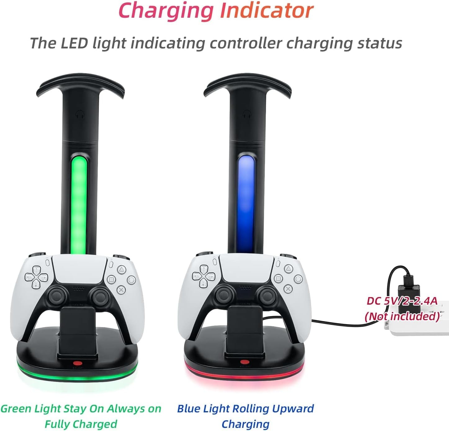 Kulaklık ve PS5 Kontrol Cihazı Şarj İstasyonu, PS5 Edge için RGB Aydınlatmalı Stand